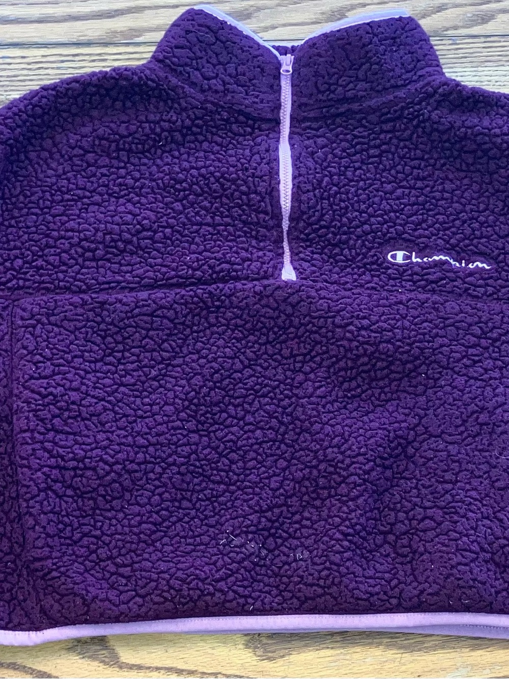 Champion Women’s Cropped Purple Sherpa Half-Zip Pullover